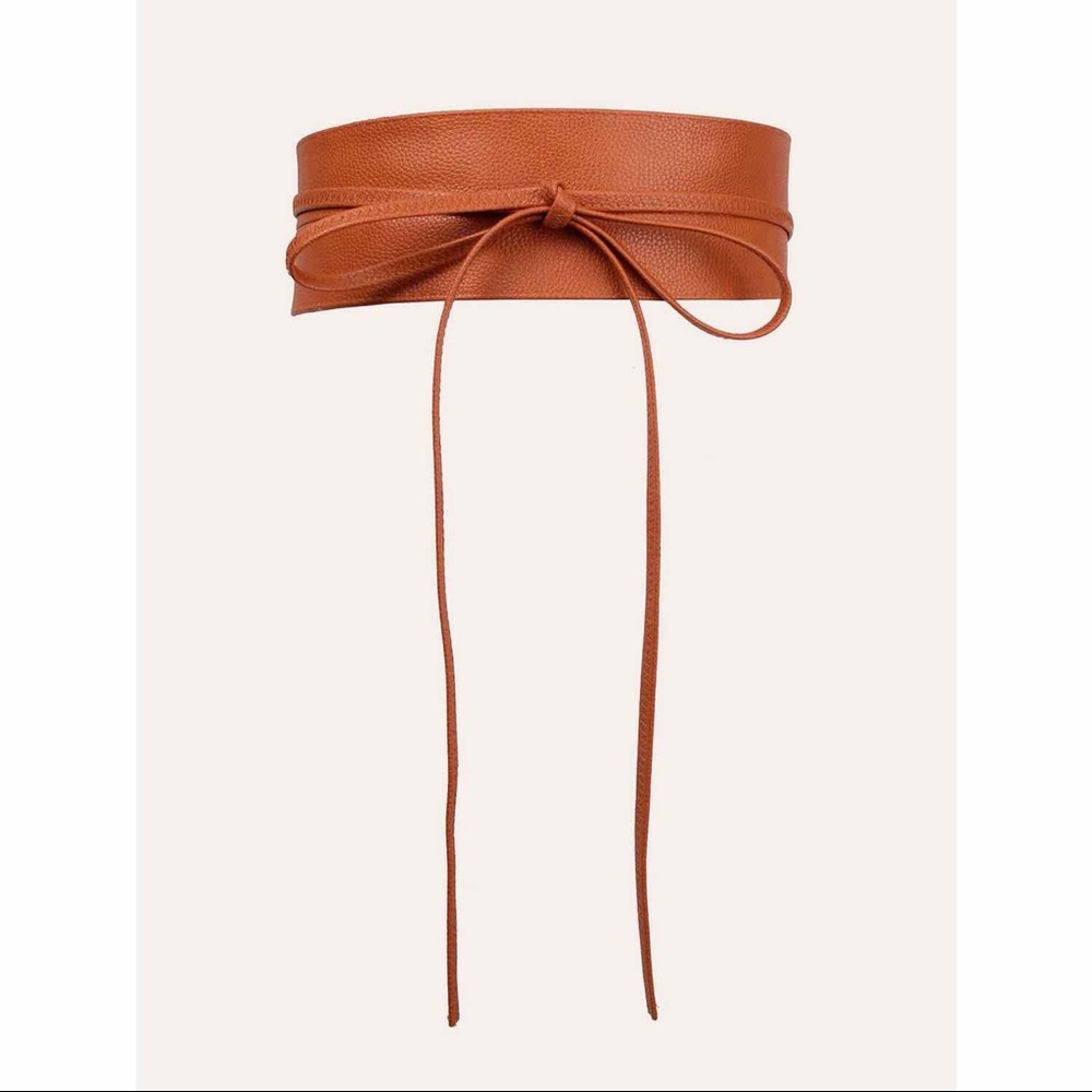 🆕 Cognac Tie Waist Wrap Obi Belt